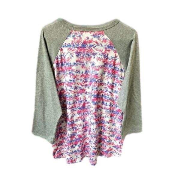 NWOT LULAROE Plus Size Floral Striped Long sleeve Tee. - Picture 8 of 11